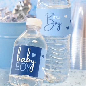 It's a Boy Blue Baby Shower Water Bottle Labels - Sweet Baby Boy Baby Shower Labels Centerpiece Decor Baby Shower Supplies - 24 Stickers