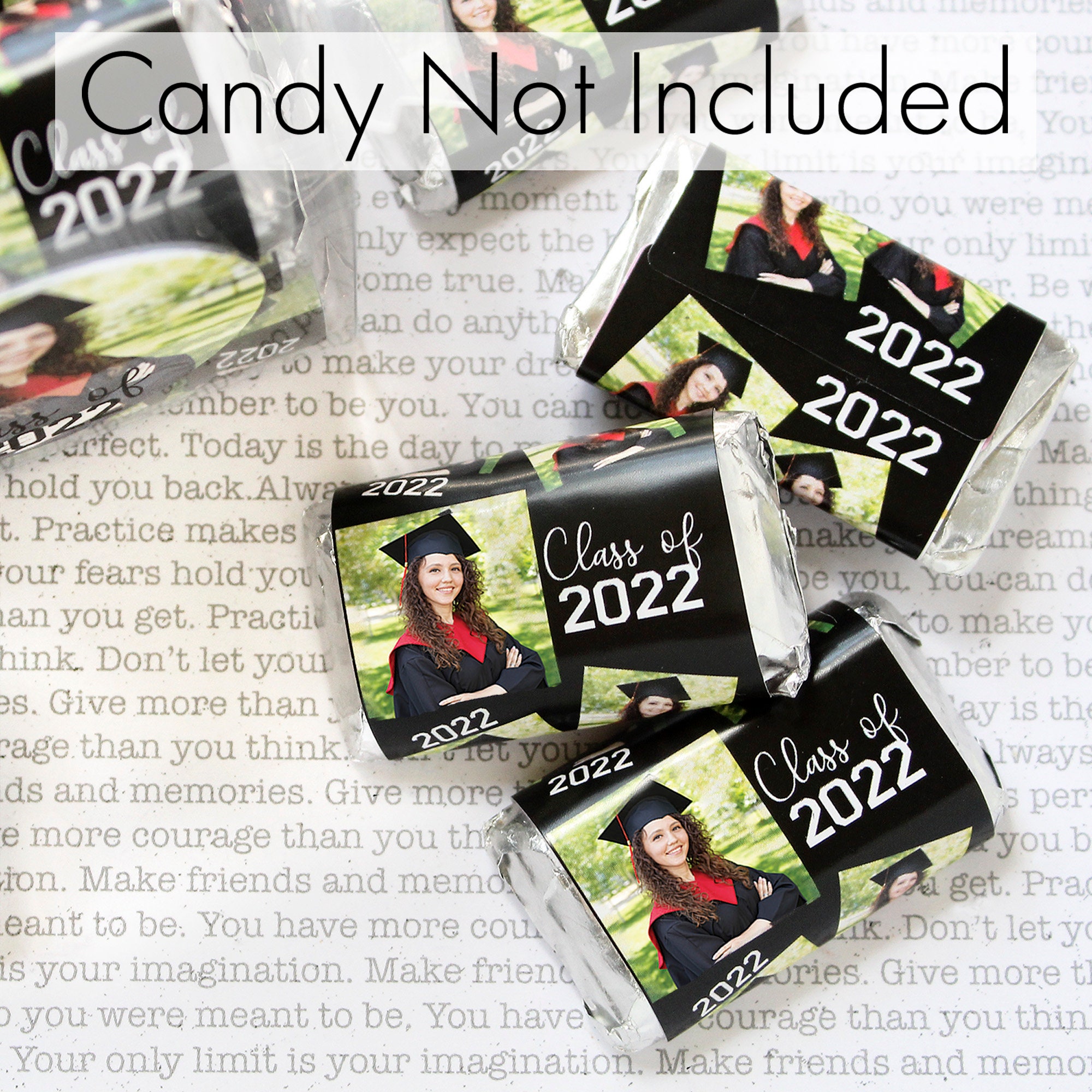 Mini candy wrapper labels