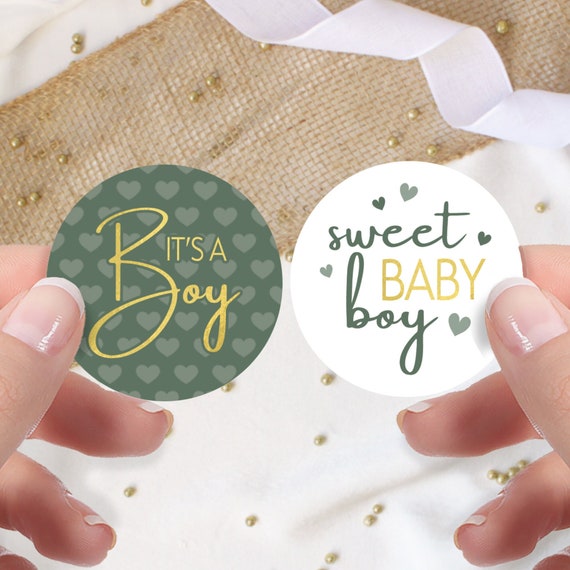 Etiquettes vertes et dorees C est un cadeau de shower de bebe garcon Sceaux d invitation pour bebe garcon Stickers pour sac de cadeaux de shower de bebe garcon 40 etiquettes Etsy Canada