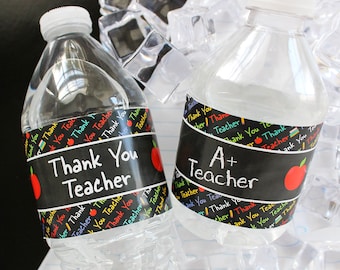 Teacher Appreciation Water Bottles Stickers - Thank You Teacher Appreciation Week Labels