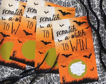 Scratch Off Halloween Party Game - Scratcher to Win - Scratch a Witch - Spooky Halloween Winner or Loser Party Activity - 30 Players