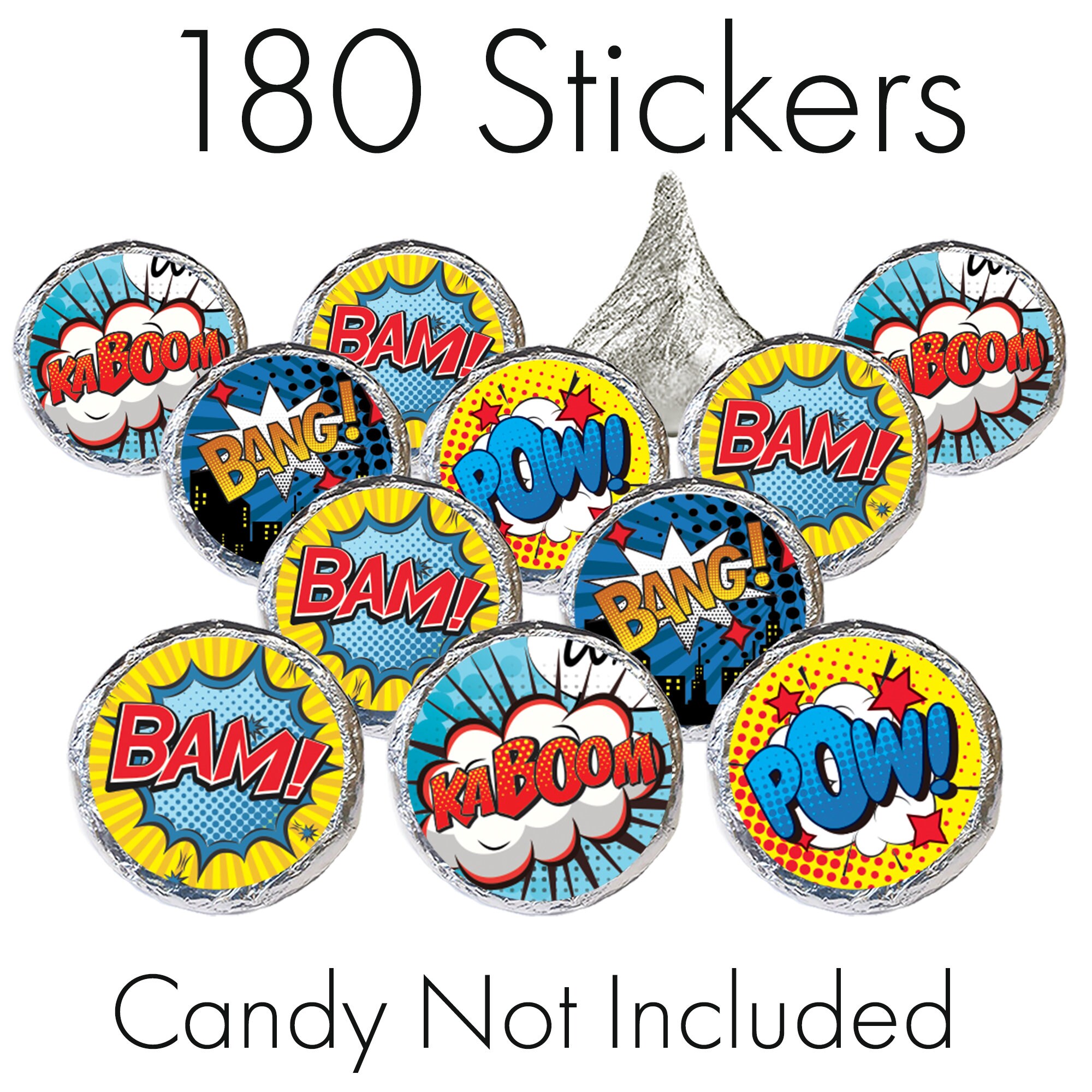 Comic Book Superhero Party Favor Stickers Superhero Birthday Etsy