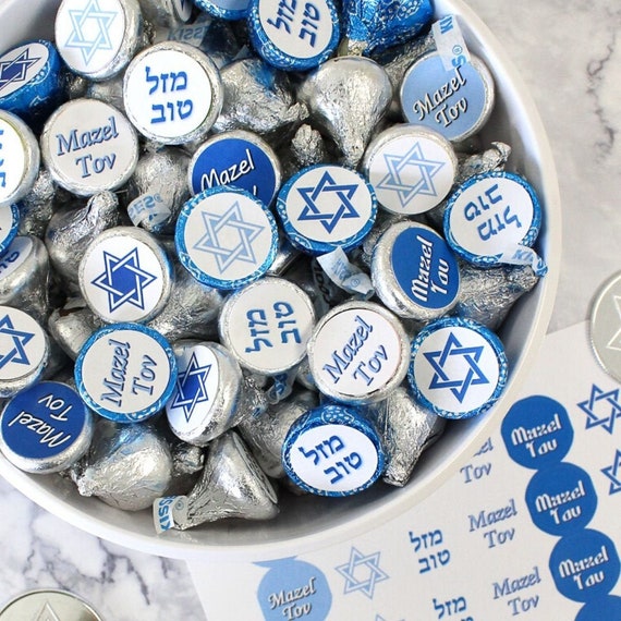 Bar Mitzvah Favor Stickers for Hershey Kisses Blue Boy Bar | Etsy