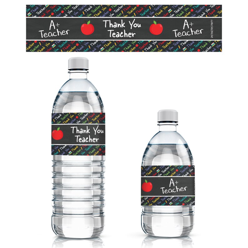 Teacher Appreciation Week Water Bottle Labels Thank You Etsy