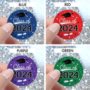 2024 Graduation Stickers 1.75 Circle Envelope Seals Party Favor Bag Labels Class of 2024 Stickers for Favors 10 School Colors image 7