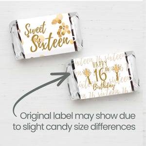 Sweet 16 Party Favors White and Gold - Miniature Chocolate Bar Wrapper ...