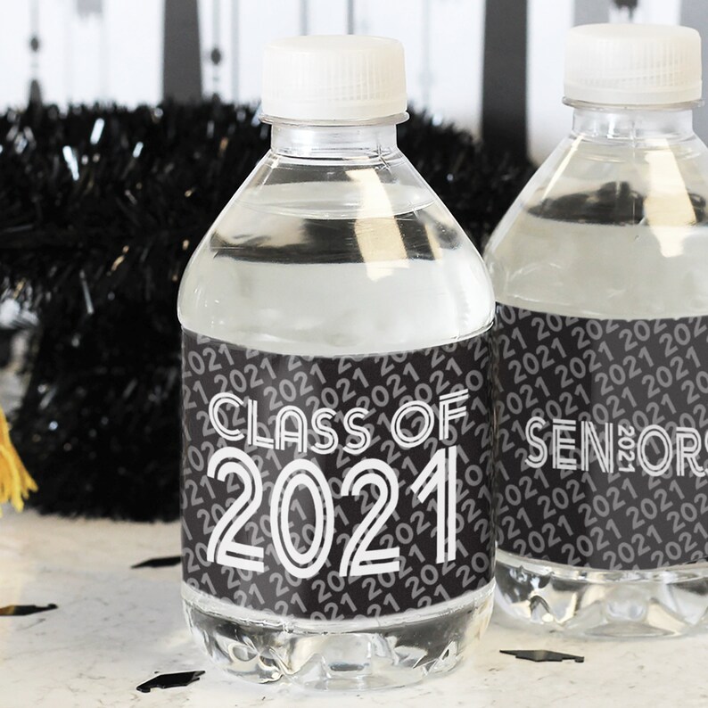 Class of 2021 Water Bottle Labels 24ct Stickers Senior
