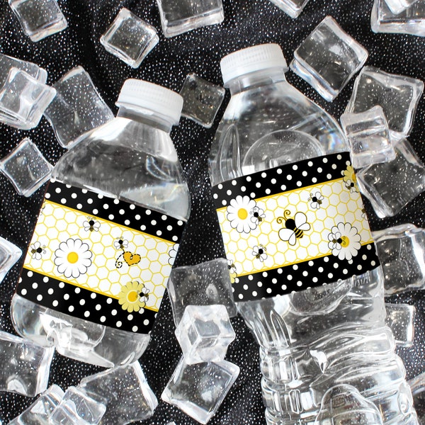 Bumble Bee Water Bottle Labels, 24ct | Bee Day Birthday Party, Bee Baby Shower, What Will It Bee Gender Reveal, Bee Bridal | Favor Ideas