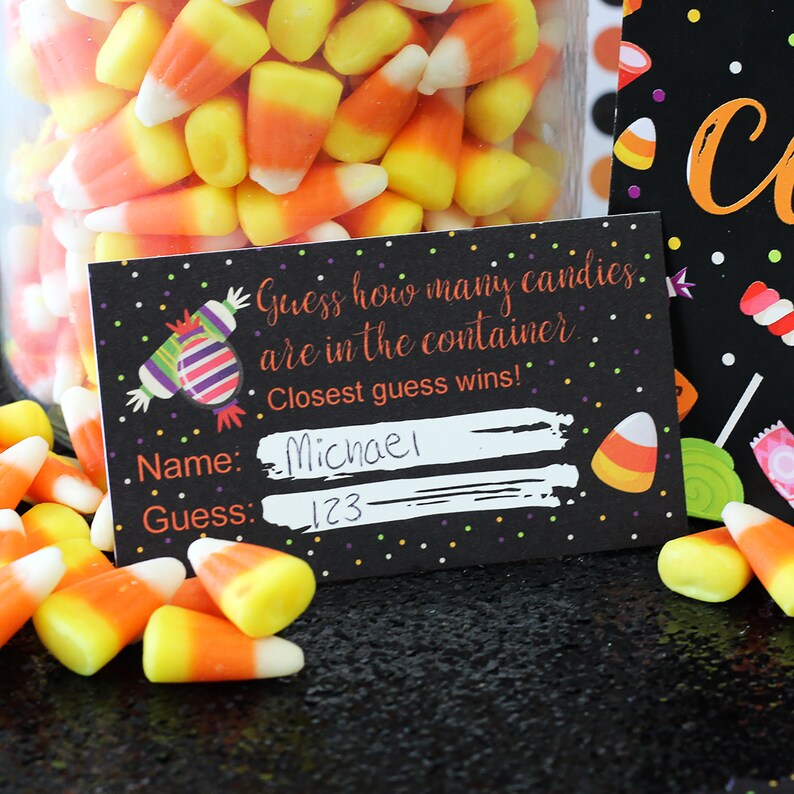 Guess How Many Candies Are in the Jar Halloween Party Game Etsy