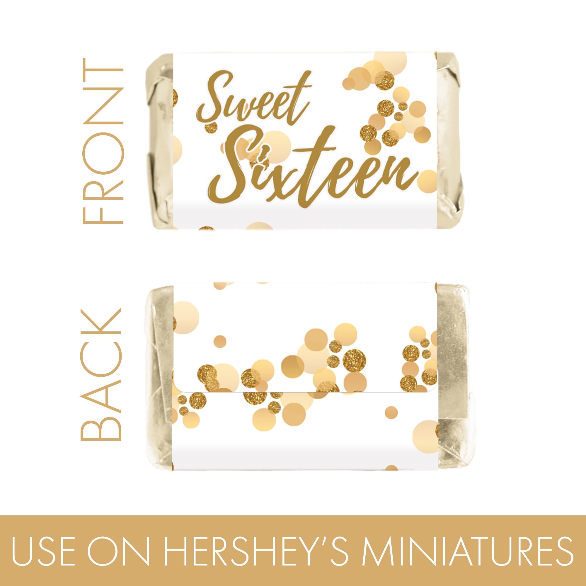 Sweet 16 Party Favors White and Gold - Miniature Chocolate Bar Wrapper ...