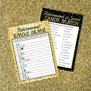 Retirement Party Game Bundle Black and Gold Set of 4 Games for 20 Retirement Party Game Bundle Black and Gold Set of 4 Games for 20