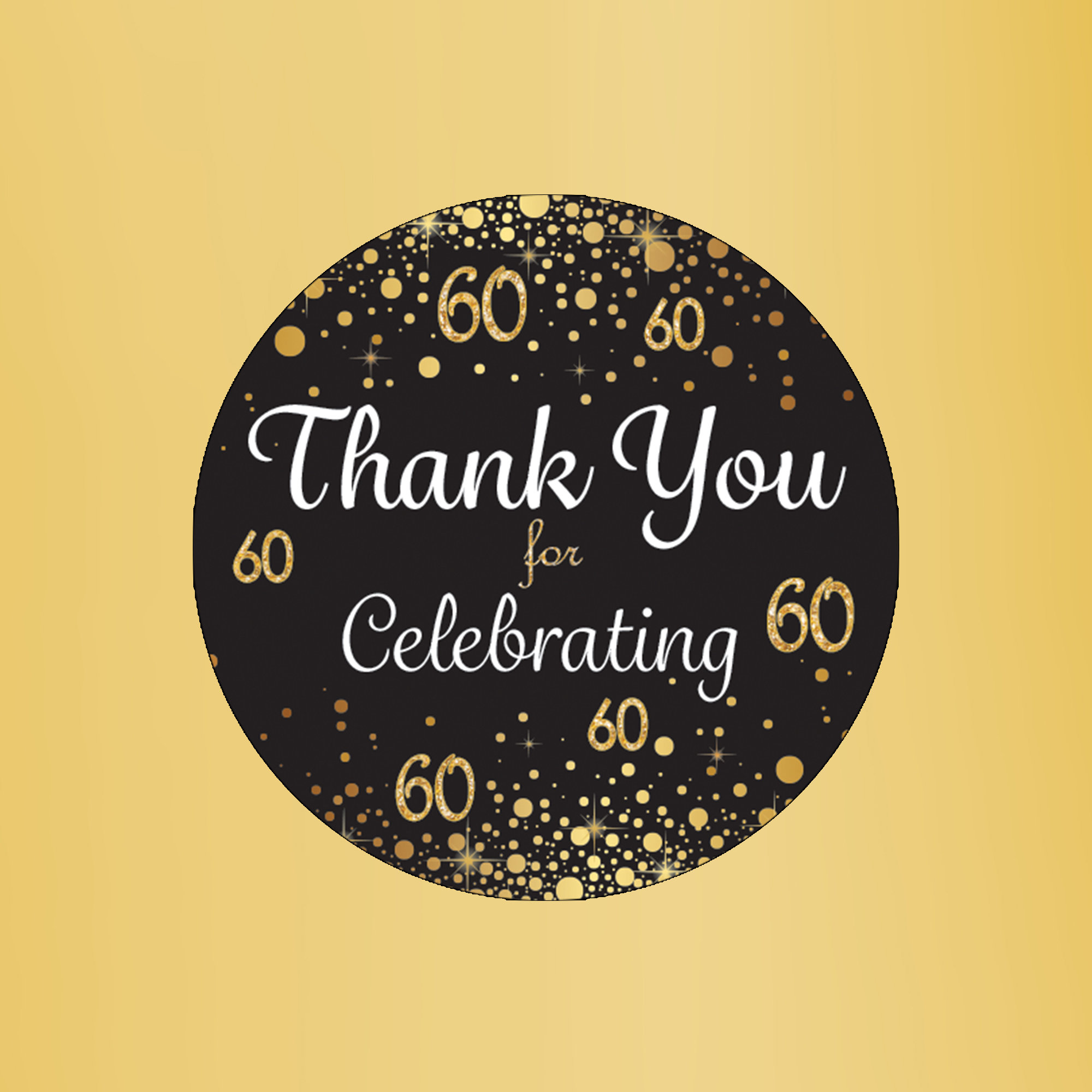 60th Birthday Thank You Stickers 1.75 Black and Gold - Etsy