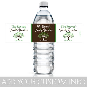 Personalized Family Reunion Water Bottle Labels Custom Family Reunion Tree Decor Party Favors 9 colors 24 100 or 250 Waterproof Stickers image 2