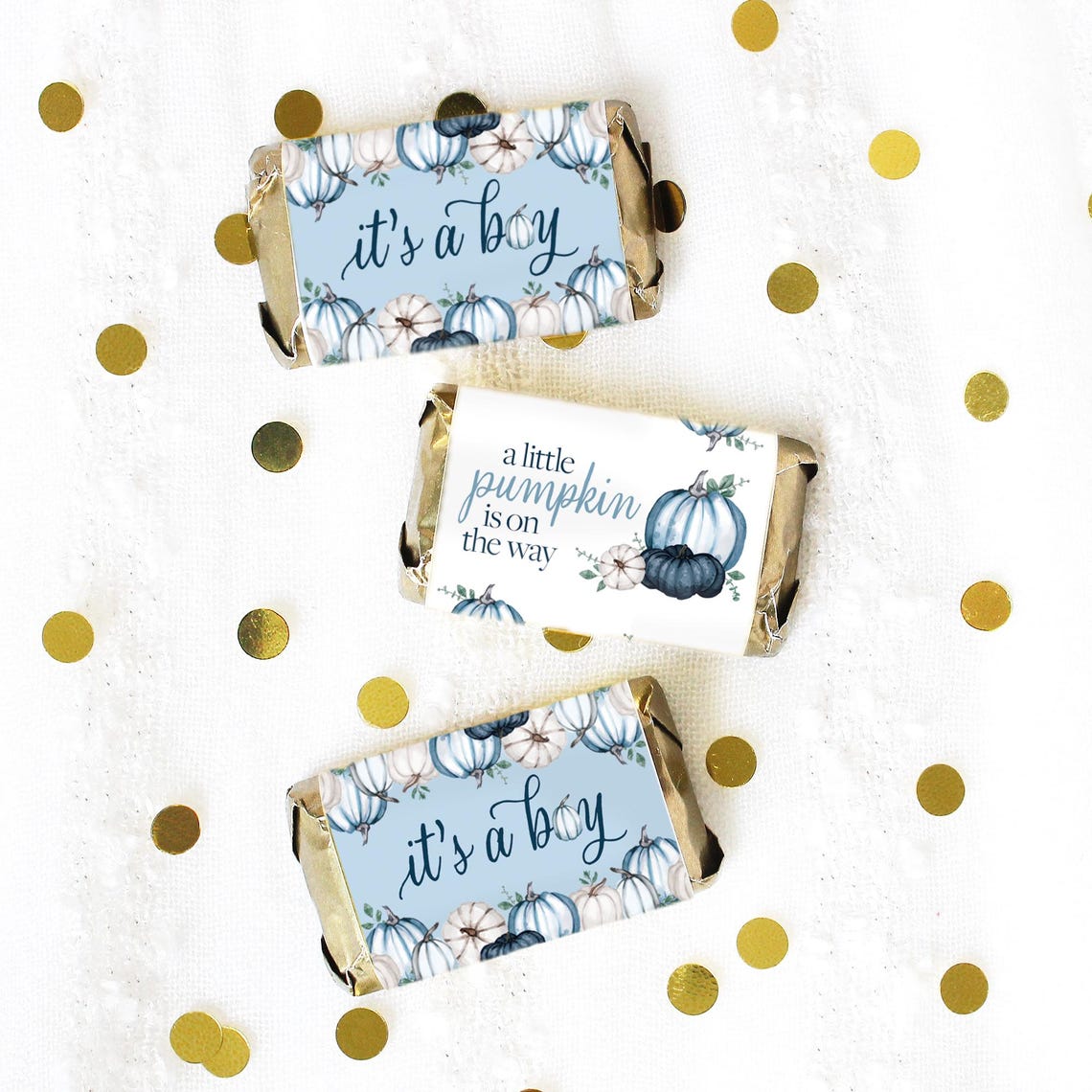 Blue Little Pumpkin Boy Baby Shower Candy Wrapper for Miniature ...
