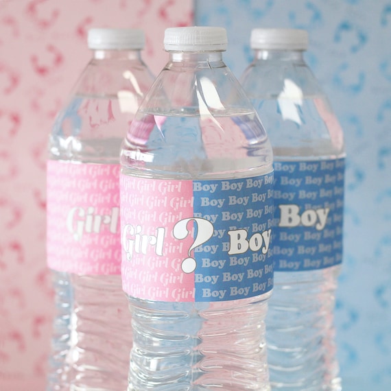 Details about  / Cute Water Bottle Gift Sticker Label Baby Shower Decor Gender Reveal Party Favor