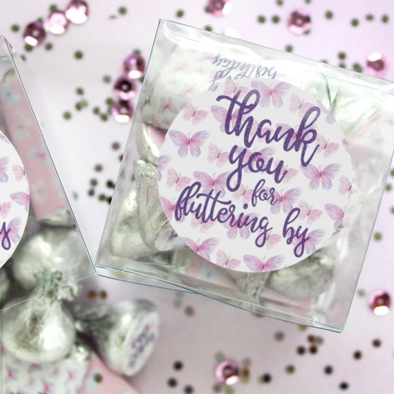 Purple Butterfly Thank You Stickers Butterfly Cookie Bag Stickers Butterfly Favor Bag Labels