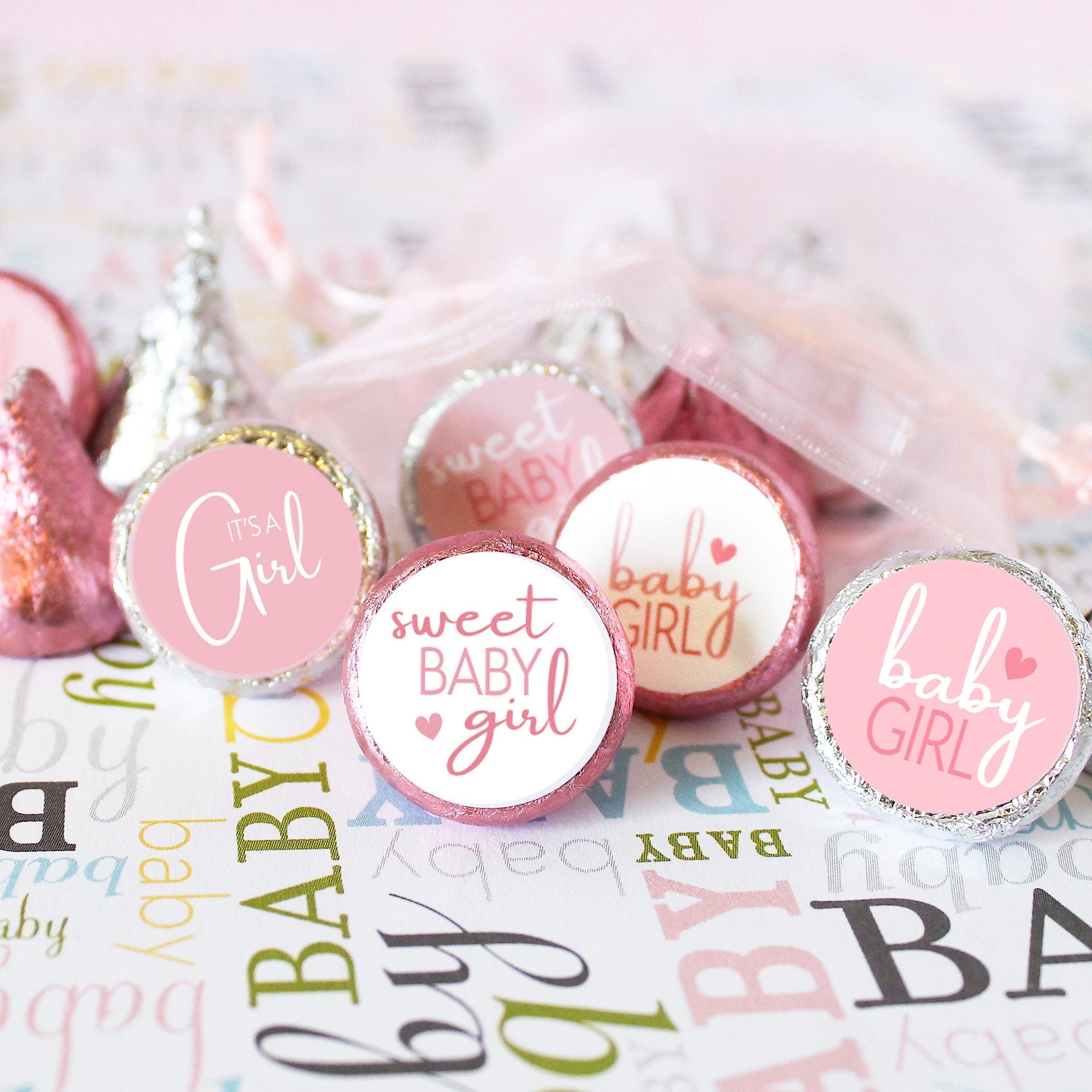 Its a Girl Pink Bow Sticker for Hershey's Kisses, Lollipops and