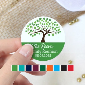 Personalized Family Reunion Stickers | Customize Thank You Family Reunion Tree, Party Favors, Cookie Bag Envelope Seals 40, 100, 250 Labels