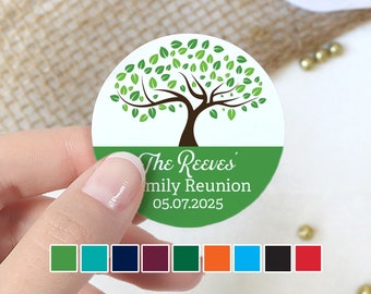 Personalized Family Reunion Stickers | Customize Thank You Family Reunion Tree, Party Favors, Cookie Bag Envelope Seals 40, 100, 250 Labels