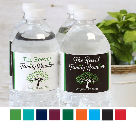 9 Colors Personalized Family Reunion Water Bottle Labels Family