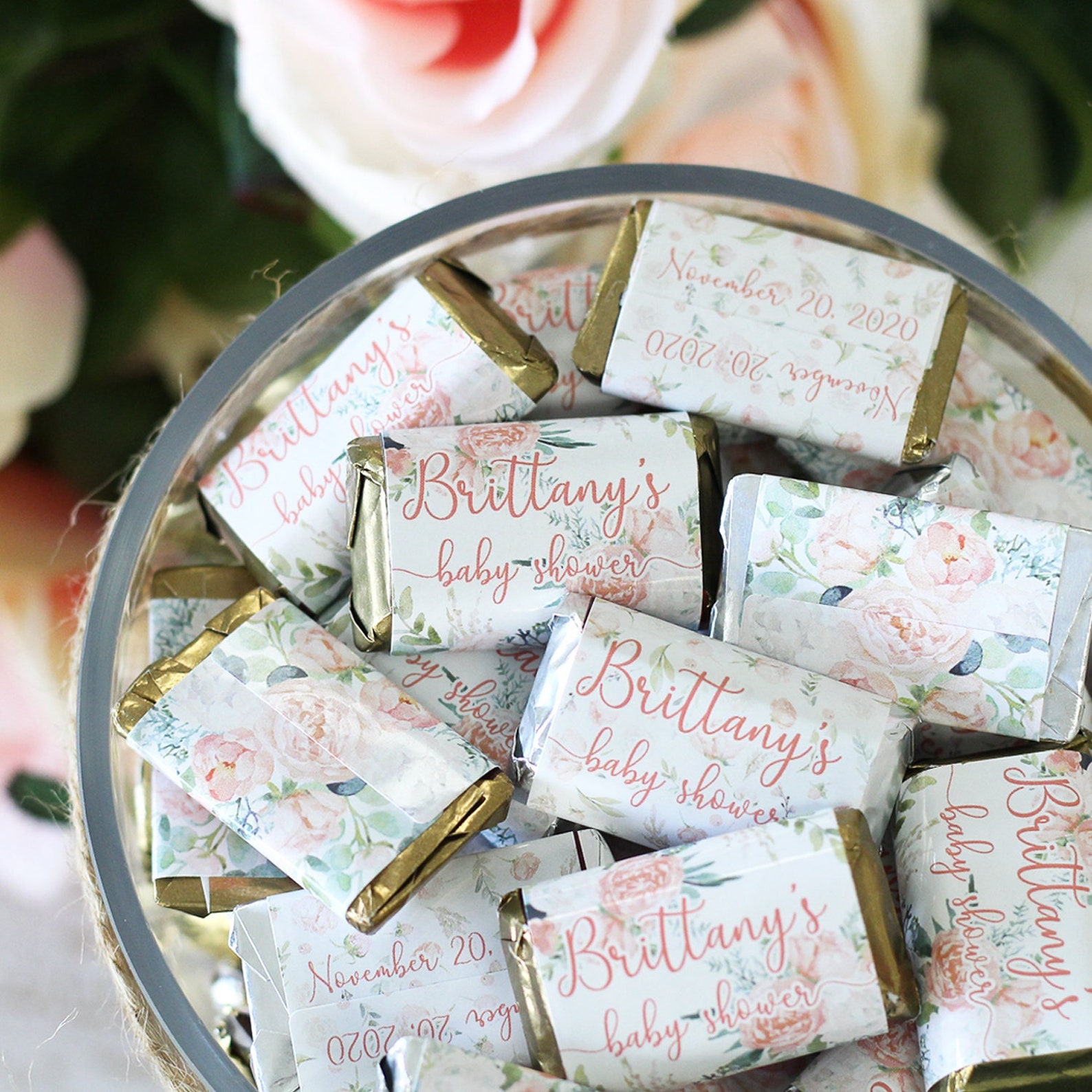 Personalized Floral Baby Shower Candy Bar Wrappers for Hershey - Etsy