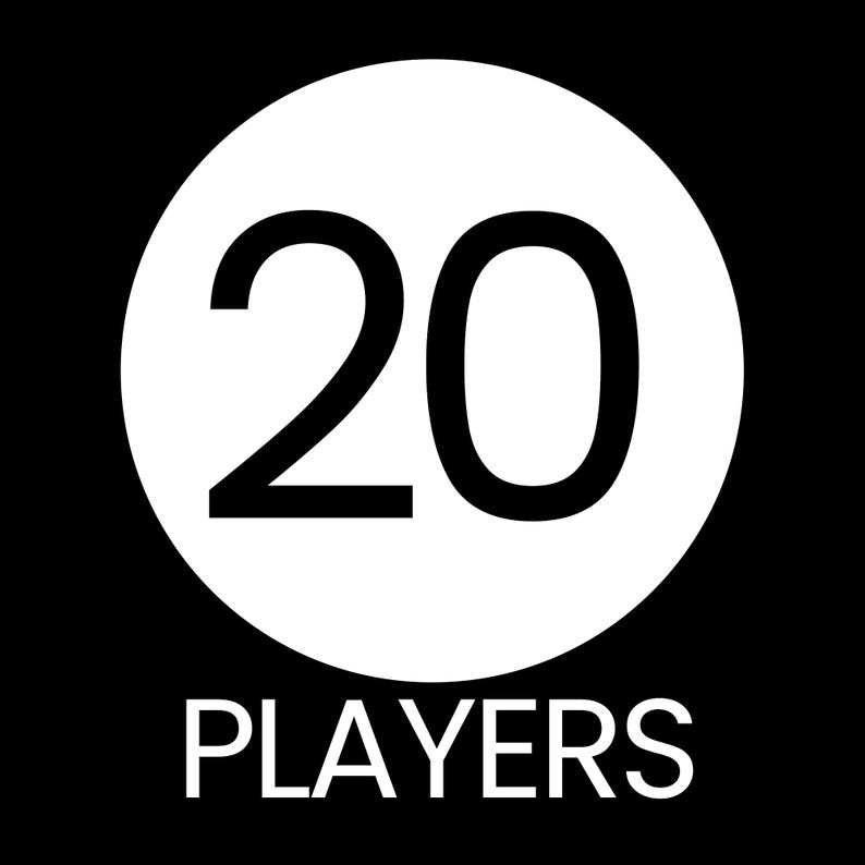 May include: A black and white graphic with the number 20 inside a white circle. Below the circle, the word "PLAYERS" is written in white, sans-serif font. The background is solid black.
