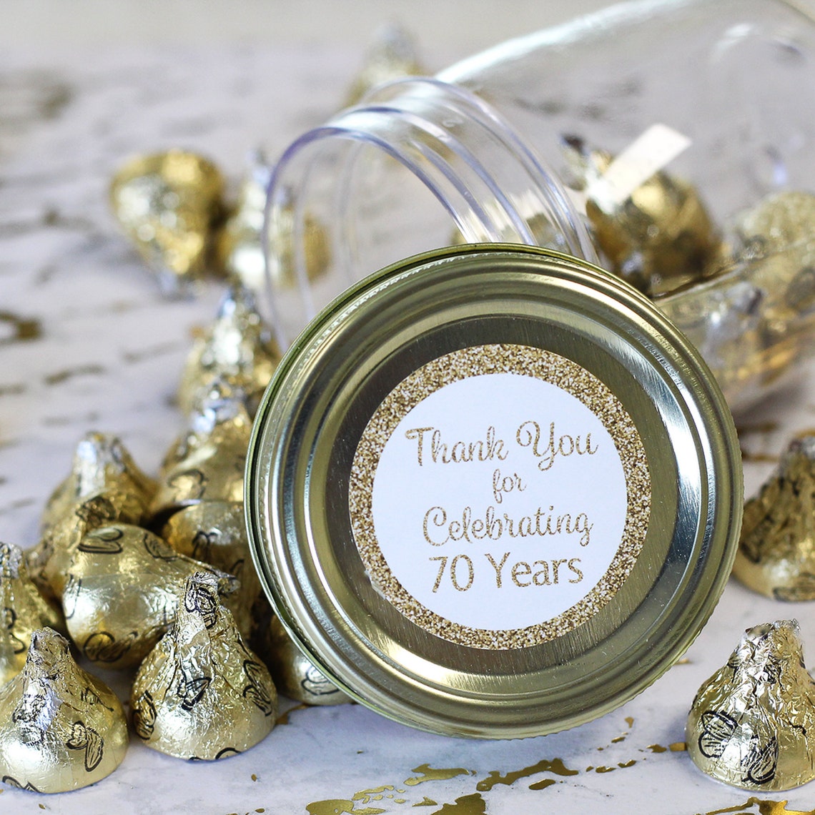70th Birthday Thank You Stickers 1.75 White and Gold  Etsy