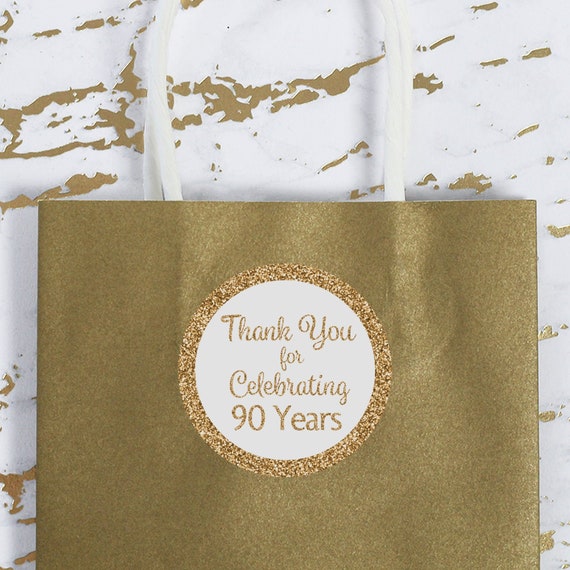 White and Gold 90th Birthday Party Favor Stickers 180 Labels White and Gold 90th Birthday Party Favor Stickers 180 Labels