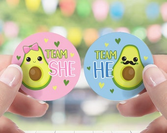 Avocado Gender Reveal Party Stickers, Guac Will Our Baby Be, Team He or She Labels, Holy Guacamole Boy or Girl Voting Labels 40ct