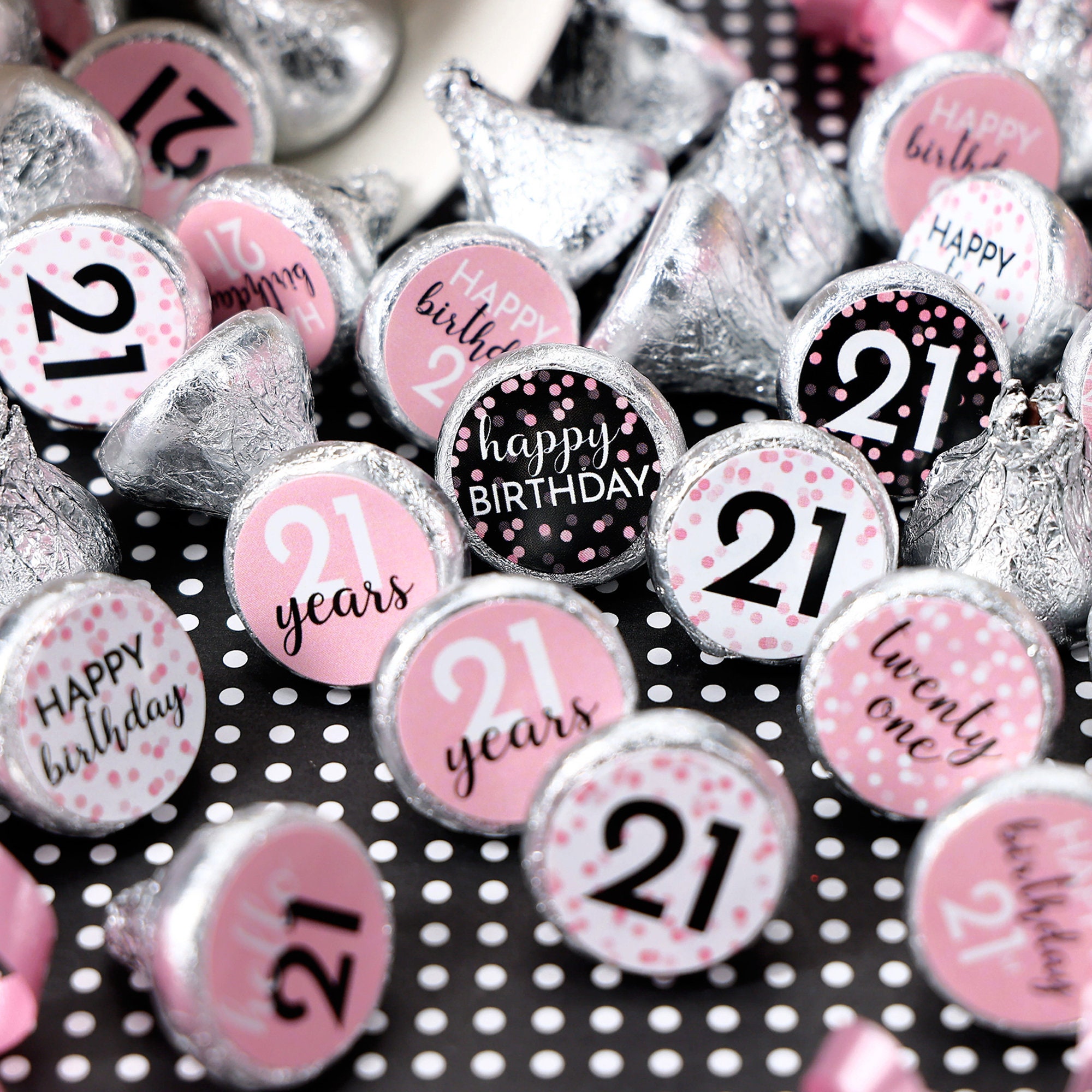 108 Twenty One 21st Birthday Party Favors Hershey Kiss Labels Candy  Wrappers