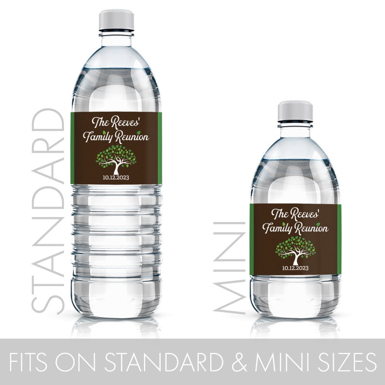 personalized family reunion water bottle favors stickers party labels table decoration centerpiece standard and mini size plastic water bottles