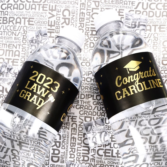 Personalized Law Degree Graduation Water Bottle Labels, Law School