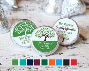 Personalized Family Reunion Stickers for Chocolate Kisses - Family Tree Theme Family Reunion Candy Party Favors Labels - 180, 450, or 1080