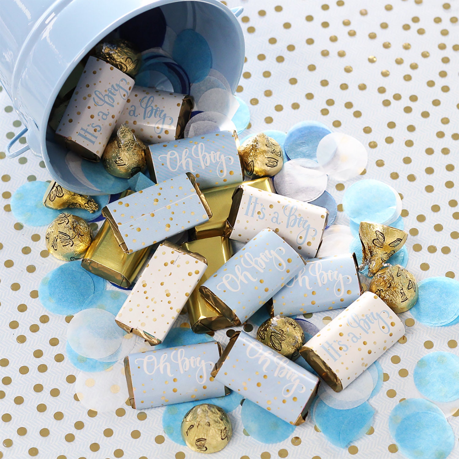 Boy Baby Shower Candy Wrapper for Hershey Miniatures, 45 Stickers - B…