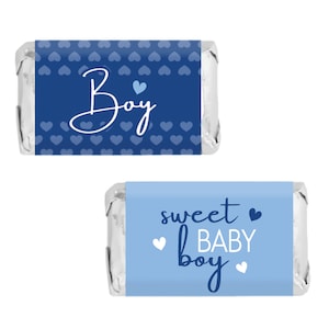 navy blue baby shower candy wrapper for miniature chocolates its a boy baby shower favors