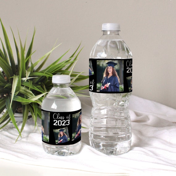 Photo Graduation Water Bottle Labels Class of 2023 Graduate Image