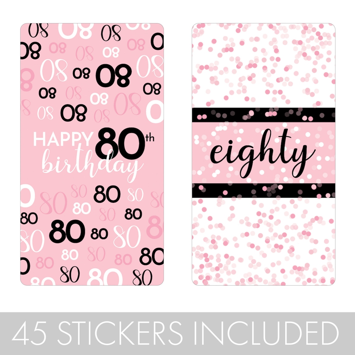 80th Birthday Party Favor Stickers Pink and Black Mini Candy - Etsy