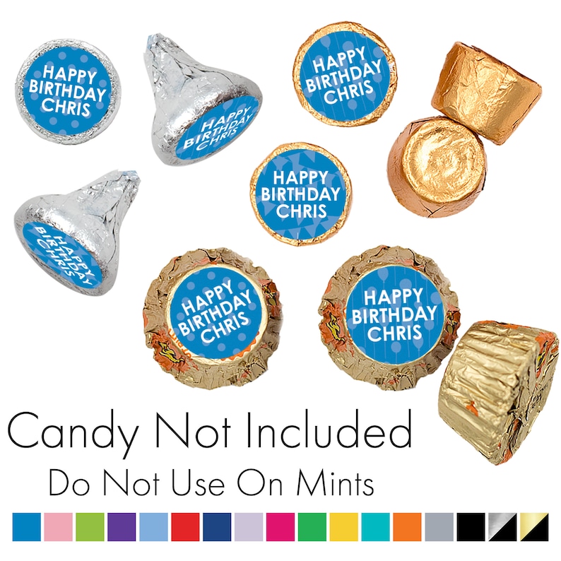 Personalized Happy Birthday Party Favor Stickers With Name Etsy