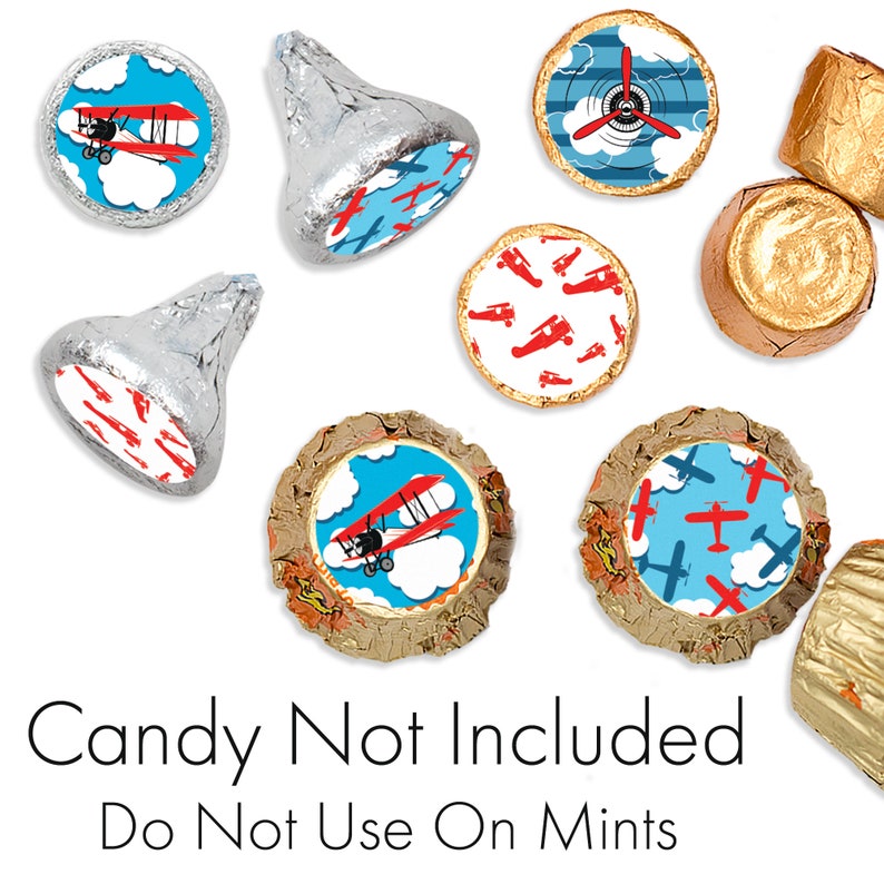 180 Count Airplane Birthday Favor Labels for Hershey/'s Kisses Candy Going Away Party Stickers Red Airplane Party Favor Stickers