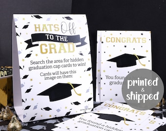 Graduation Party Games, Graduation Scavenger Hunt Game - Fun Grad Party Activity for Seniors, Class of 2026, 1 Game Sign & 10 Cards Included