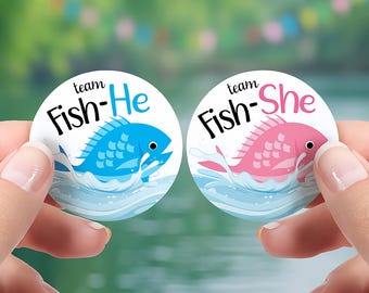 Pegatinas para revelar el sexo del bebé "Pez-Niño" o "Pez-Niña", pegatinas para votar en rosa o azul, para fiestas de revelación de género con temática de pesca, 40 unidades.