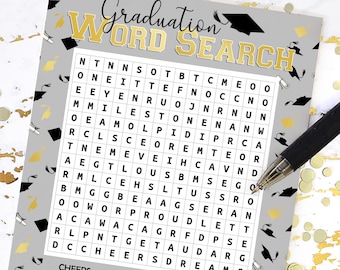 Graduation Word Search Game, Grad Party Table Activity, Class of 2026 Graduation Game for Teens & Adults, 25 Count
