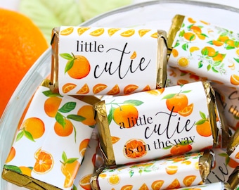 Little Cutie Baby Shower Decorations, Cutie Orange Baby Shower Favor, Neutral Baby Shower Theme - Candy Wrapper for Miniature Chocolates