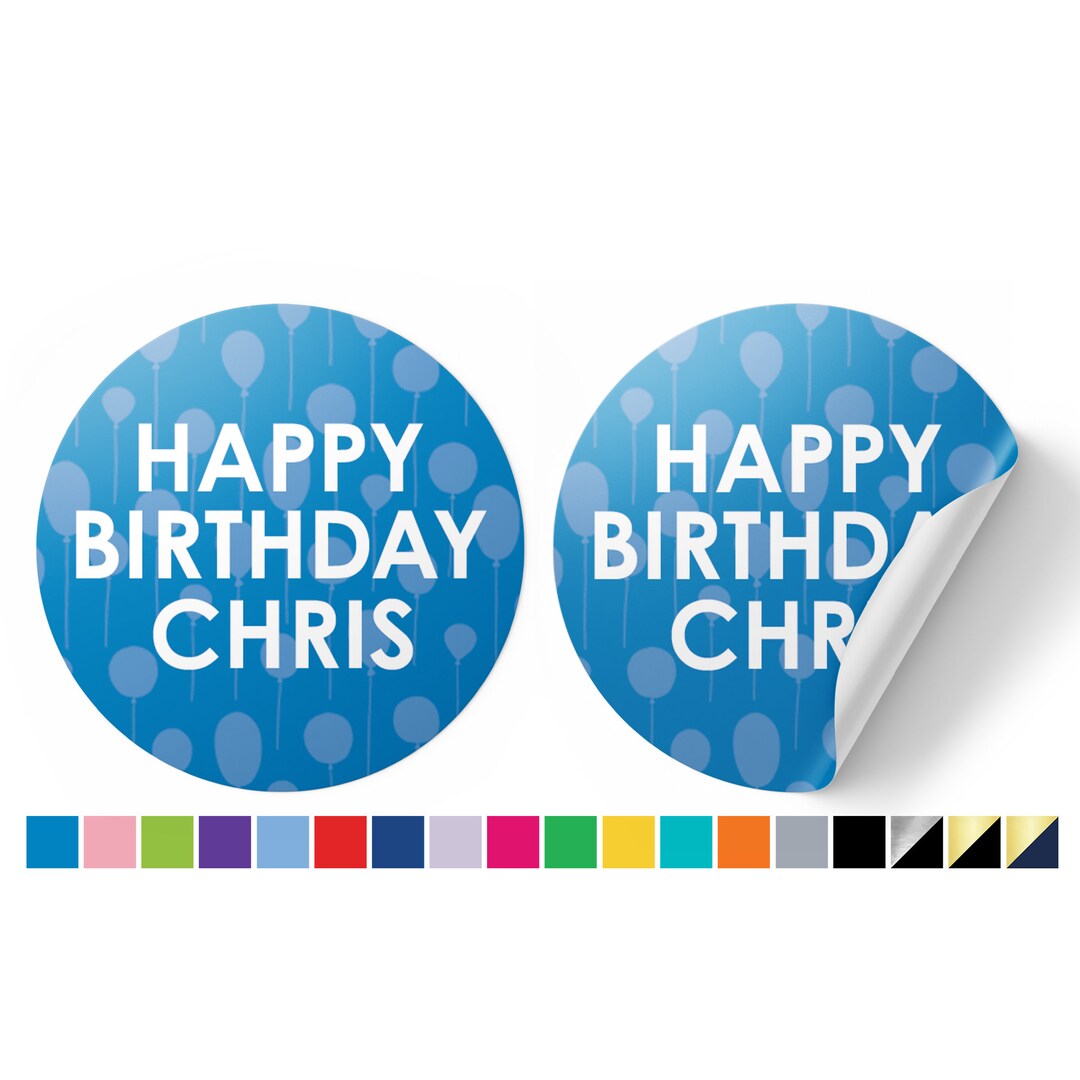Personalized Happy Birthday Stickers With Name for Large Etsy