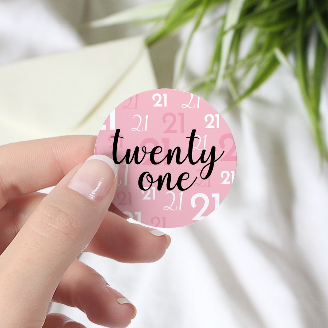 21st Birthday Party Favor Stickers Pink and Black Thank You - Etsy