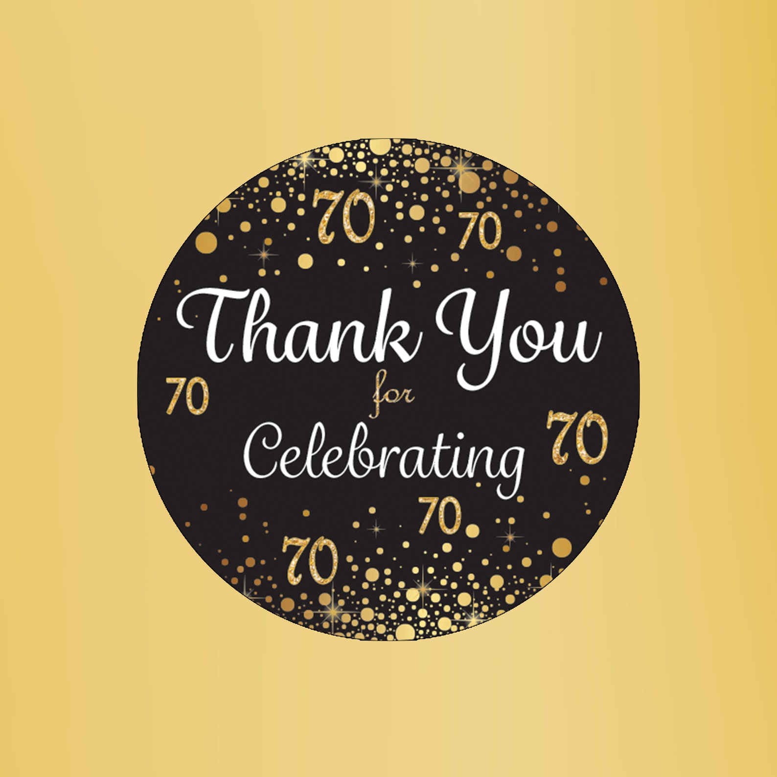 70th Birthday Thank You Stickers 1.75 Black and Gold  Etsy