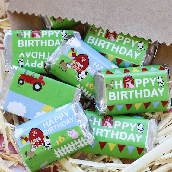 180 Count Barnyard Farm Animals Birthday Party Favor Stickers Horse Sheep and Chicken Barnyard Theme Labels for Kisses Candy Pig Cow