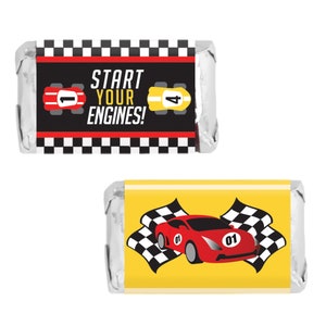 Race Car Party Mini Candy Bar Wrappers, Stickers for Miniature ...