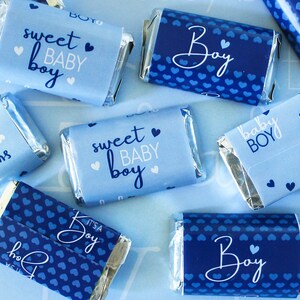 navy blue baby shower candy wrapper for miniature chocolates its a boy baby shower favors