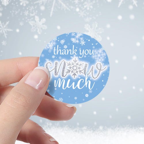 Blue Snowflake Thank You Stickers, Winter Baby Shower Favors (40ct)